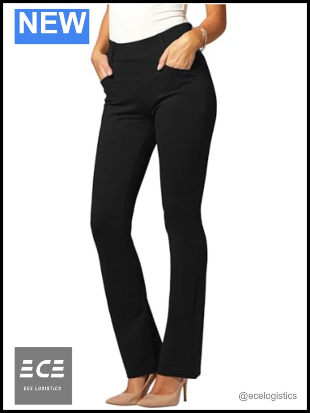 Women's Bootcut Dress Pants Stretch Pull On Tummy Control Work Slacks